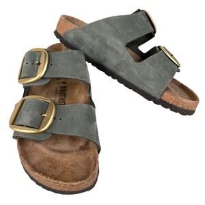 Birkenstock Arizona Big Buckle Sandals 41 Nubuck Leather Thyme L10 M8